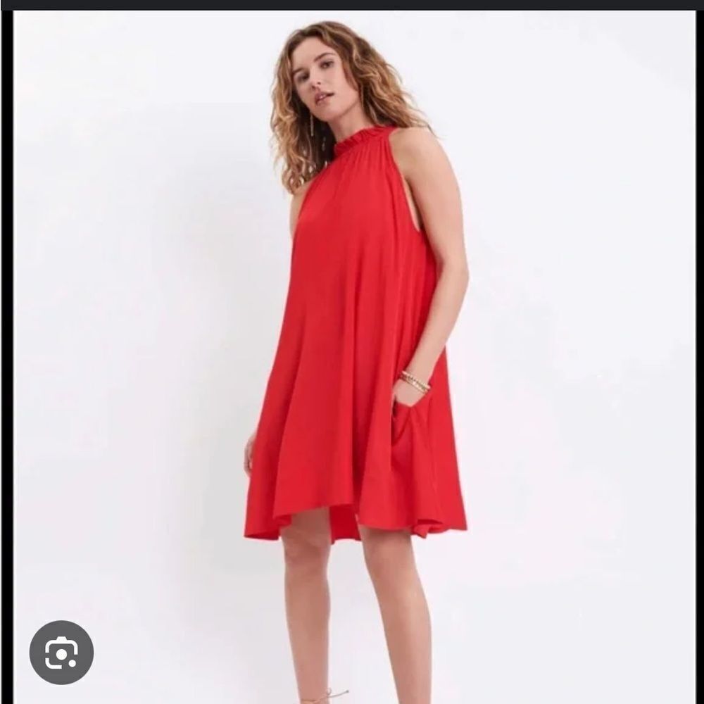 Mersea red mini dress travel high neck medium large M/L